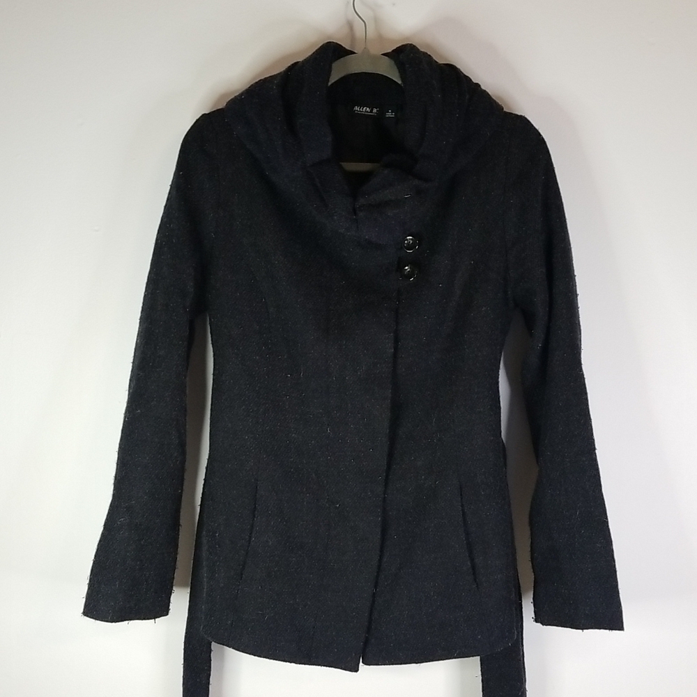 Allen B by Allen Schwartz Black Wool Coat Medium